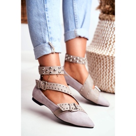 Bailarina Lu Boo Con Remaches De Rayas Spitz Gris Esteria 1