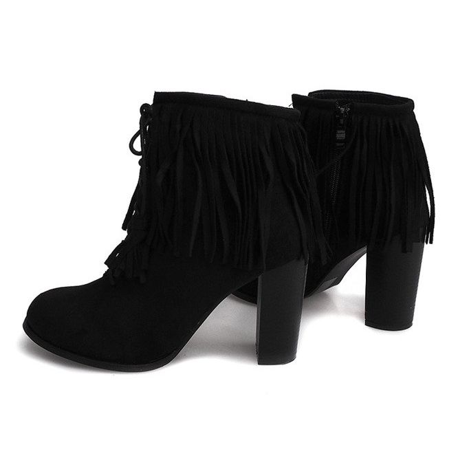 Botas de ante en poste Boho F-148 NEGRO 1