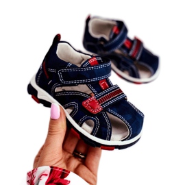 Apawwa Sandalias Infantiles con Velcro Navy Goreno rojo azul marino 1