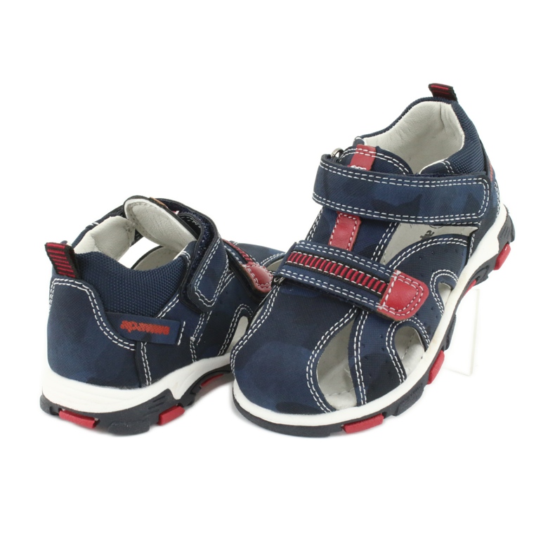 Apawwa Sandalias Infantiles con Velcro Navy Goreno rojo azul marino 3