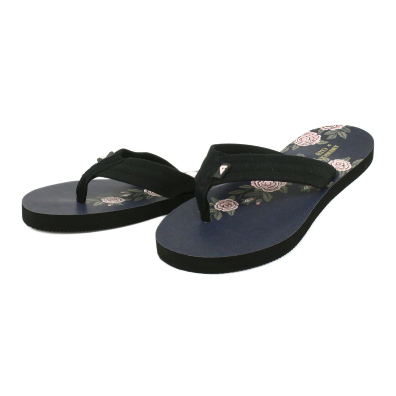 American Club Chanclas de espuma de mujer americana JP04 negro rosado 1