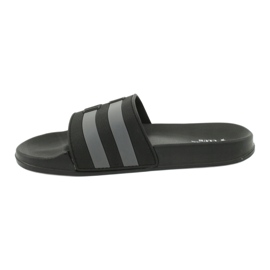 American Club Pantuflas de piscina de dos rayas para hombre American NH15 negro gris 1