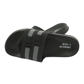 American Club Pantuflas de piscina de dos rayas para hombre American NH15 negro gris 3