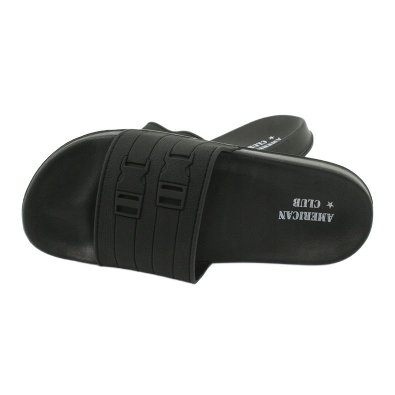 American Club Pantuflas de piscina de dos rayas para hombre American NH15 negro 3