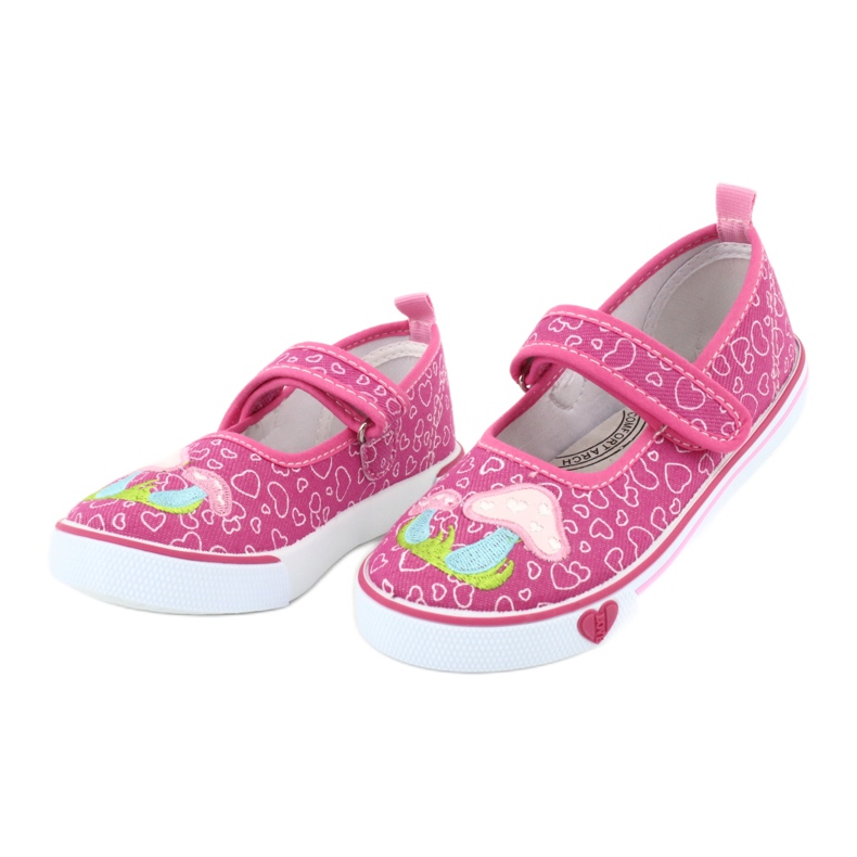 American Club Zapatillas bailarinas con corazones Velcro TEN15 azul rosado verde 2
