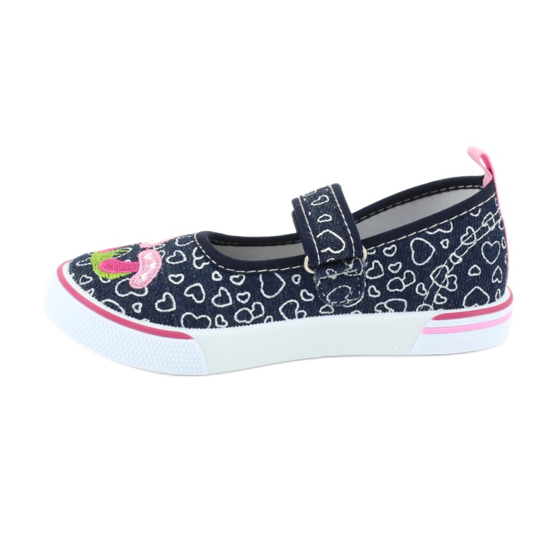 American Club Zapatillas bailarinas con corazones Velcro TEN15 blanco azul marino rosa 1