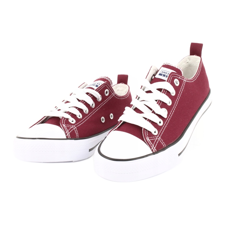 American Club Zapatillas de deporte para mujeres empatadas burdeos rojo 2