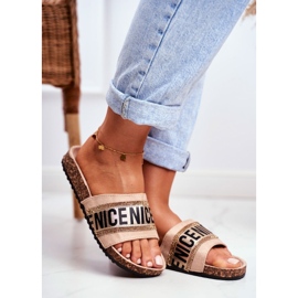 EVento Chanclas BeNice Beige para Mujer en Corcho con Diamantes de Imitación 1