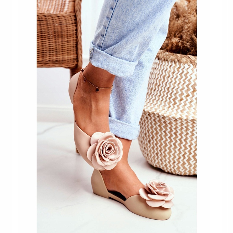 LU BOO Bailarinas Goma Meliski Flores Beige Esther 1
