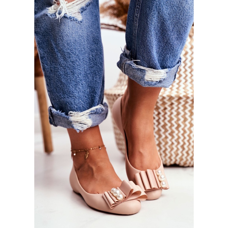 LU BOO Bailarinas De Goma Lazos Meliski Beige Joleen 1