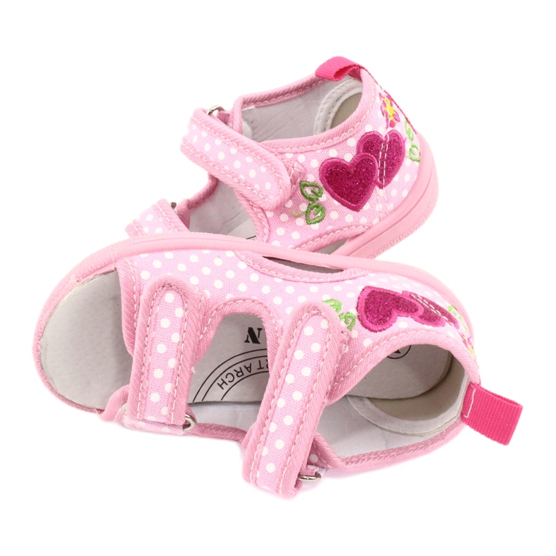 American Club Zapatos para niños zapatillas sandalias corazones American TEN20 blanco rosa 3
