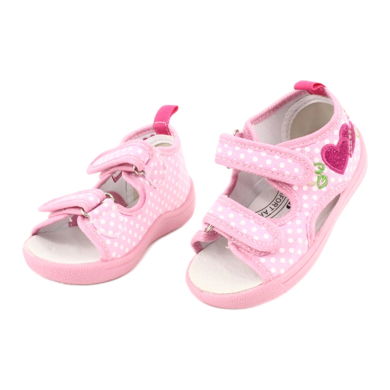 American Club Zapatos para niños zapatillas sandalias corazones American TEN20 blanco rosa 1