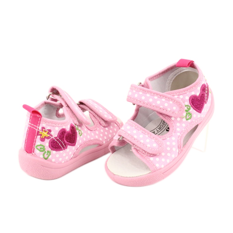 American Club Zapatos para niños zapatillas sandalias corazones American TEN20 blanco rosa 2
