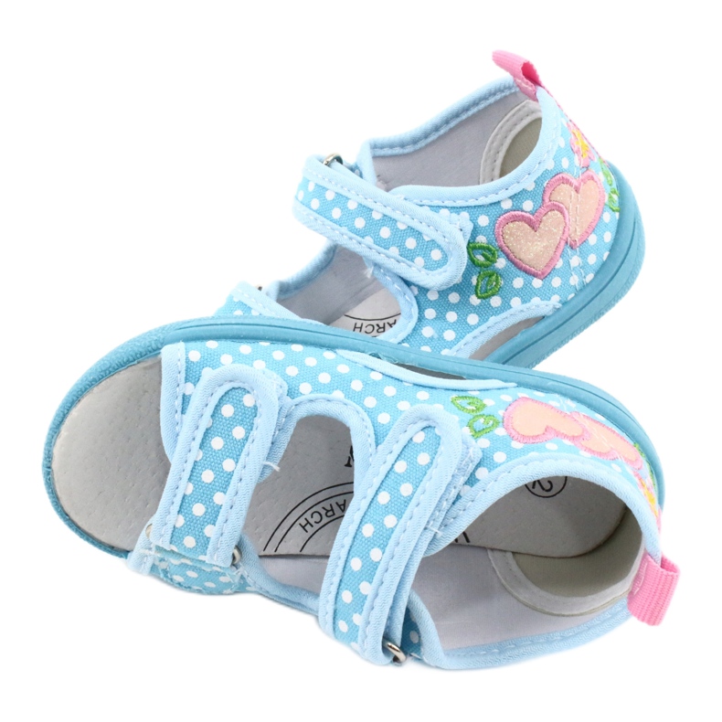 American Club Zapatos para niños zapatillas sandalias corazones American TEN20 blanco azul rosado 4