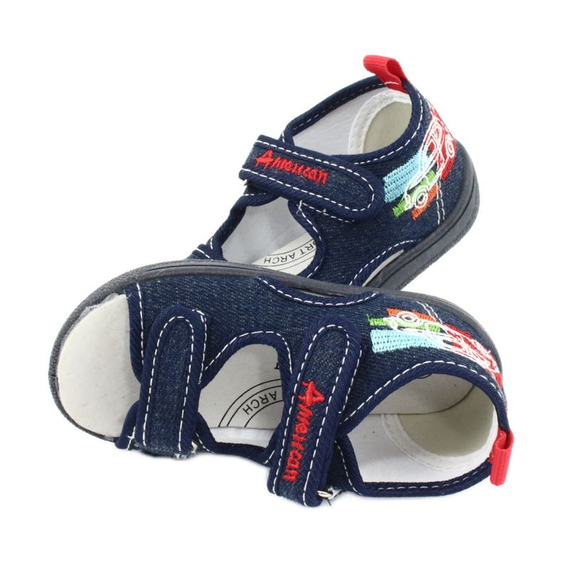 American Club Sandalias americanas calzado infantil plantilla piel TEN46 rojo azul marino 4