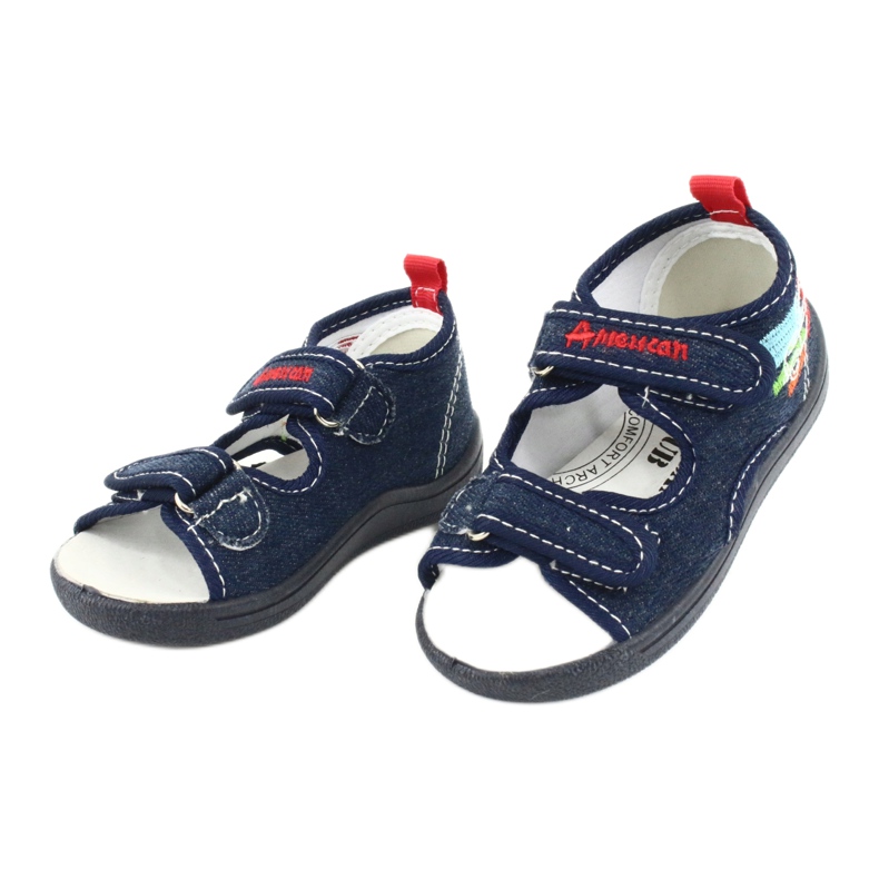 American Club Sandalias americanas calzado infantil plantilla piel TEN46 rojo azul marino 2