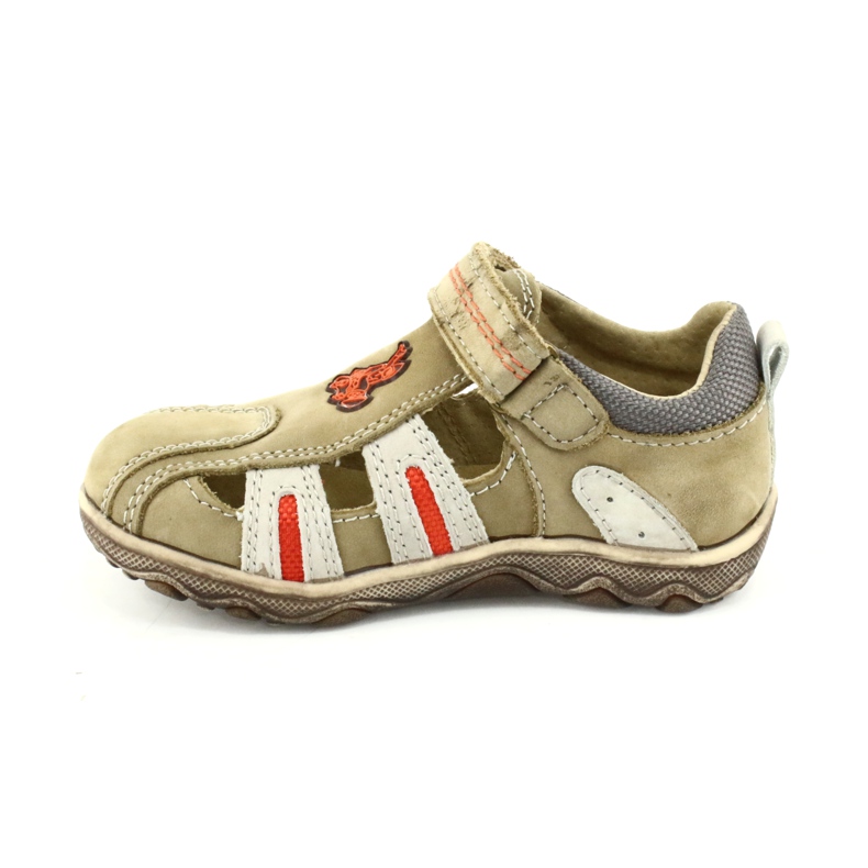 Sandalias American Club K080 beige con velcro marrón naranja 1