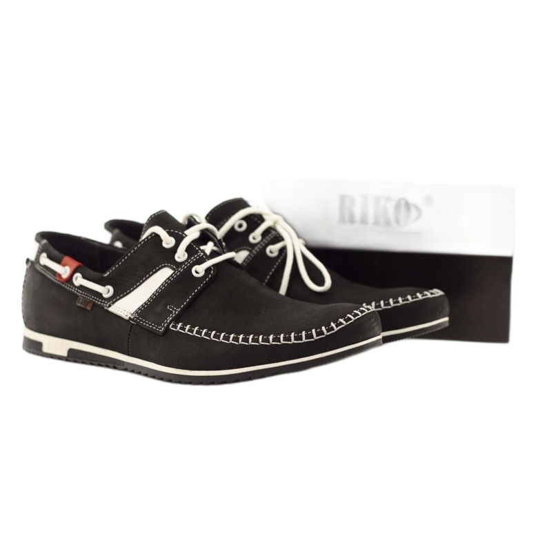 Calzado deportivo Riko hombre 625 cuero blanco negro 4