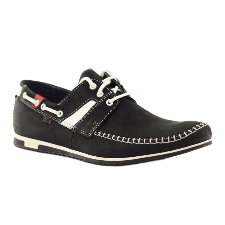 Calzado deportivo Riko hombre 625 cuero blanco negro 1