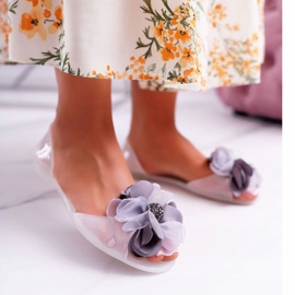 Lu Boo | Bailarinas Goma Meliski Flores Candela Blanca incoloro 1