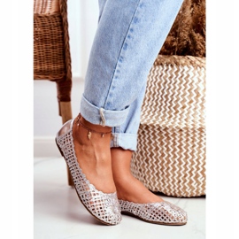 Lu Boo Bailarinas para mujer, color plateado, trenzado a cielo abierto gris 1