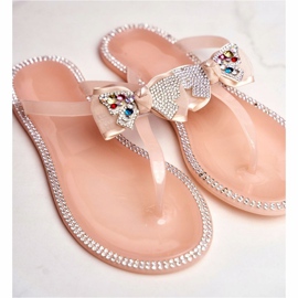 LU BOO Pantuflas de Goma para Mujer Chanclas Rosa Nude Lissy Rhinestones rosado 4