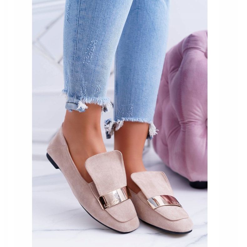 Mocasines de Mujer con Placa Golden Lords Beige Lu Boo Harlem 1