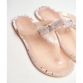 LU BOO Pantuflas De Goma De Mujer Chanclas De Color Rosa Nude Diamantes De Imitación Lou rosado 3