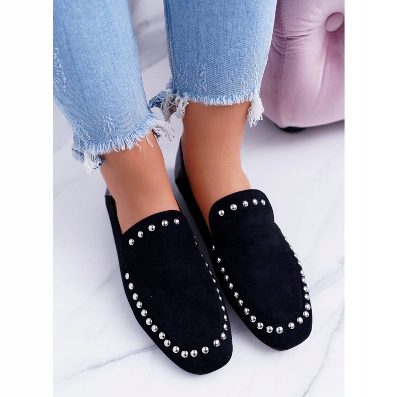 Bailarinas negras de Lu Boo para mujer con diamantes de imitación Planta negro 2