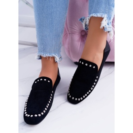 Bailarinas negras de Lu Boo para mujer con diamantes de imitación Planta negro 3