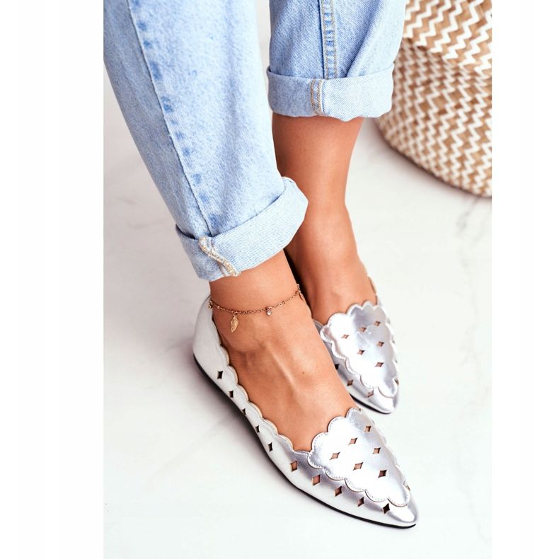 Bailarinas para mujer Lu Boo Silver Metallic Dianna gris 2