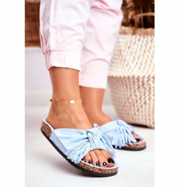 BUGO Zapatillas de mujer azules en corcho con flecos Marina 2 BUGO Zapatillas de mujer azules en corcho con flecos Marina 2