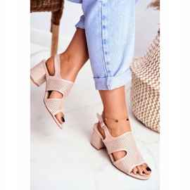 BUGO De Mujer Sandalias Con Tacón Calado Beige Valery 3