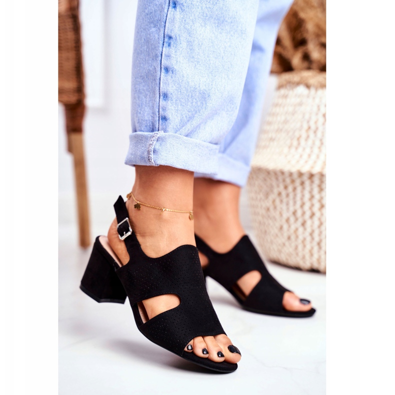 BUGO De Mujer Sandalias En Tacón Calado Negro Valery 2