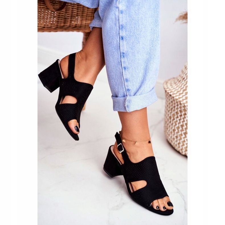 BUGO De Mujer Sandalias En Tacón Calado Negro Valery 1