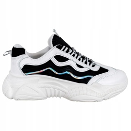 SHELOVET Zapatillas con cordones blanco negro 7