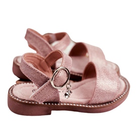 Apawwa Sandalias Infantiles con Velcro Brocado Rosa Verden rosado 4
