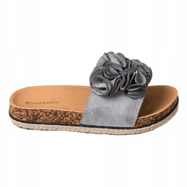 Pantuflas Cómodas Con Flores VINCEZA gris 6