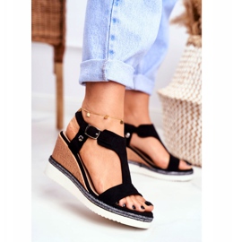 BUGO Sandalias Mujer Con Cuña Negro Rosa 2 BUGO Sandalias Mujer Con Cuña Negro Rosa 2