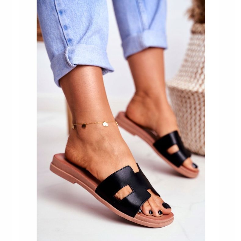 BUGO Pantuflas Theodora clásicas geométricas negras para mujer negro 1 BUGO Pantuflas Theodora clásicas geométricas negras para mujer negro 1