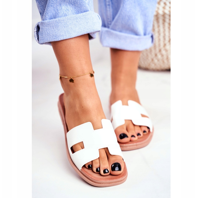 BUGO Pantuflas de Mujer Blanco Geométrico Clásico Theodora 2 BUGO Pantuflas de Mujer Blanco Geométrico Clásico Theodora 2