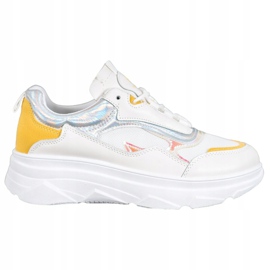 SHELOVET Zapatillas blancas de moda blanco amarillo 5