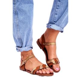 S.Barski Sandalias de mujer Flat Brown Summer Vibes marrón dorado 1
