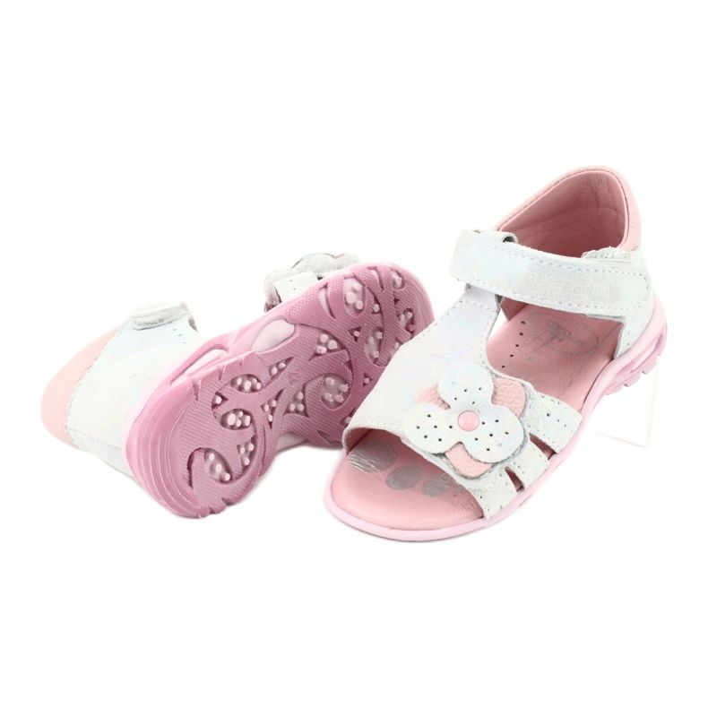 Sandalias brillantes con Velcro Ren But 1406 blanco azul gris rosado 3