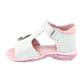Sandalias brillantes con Velcro Ren But 1406 blanco azul gris rosa 1