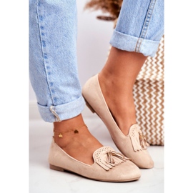 BUGO Mocasines de Mujer Beige Lords Fringes Therese 1
