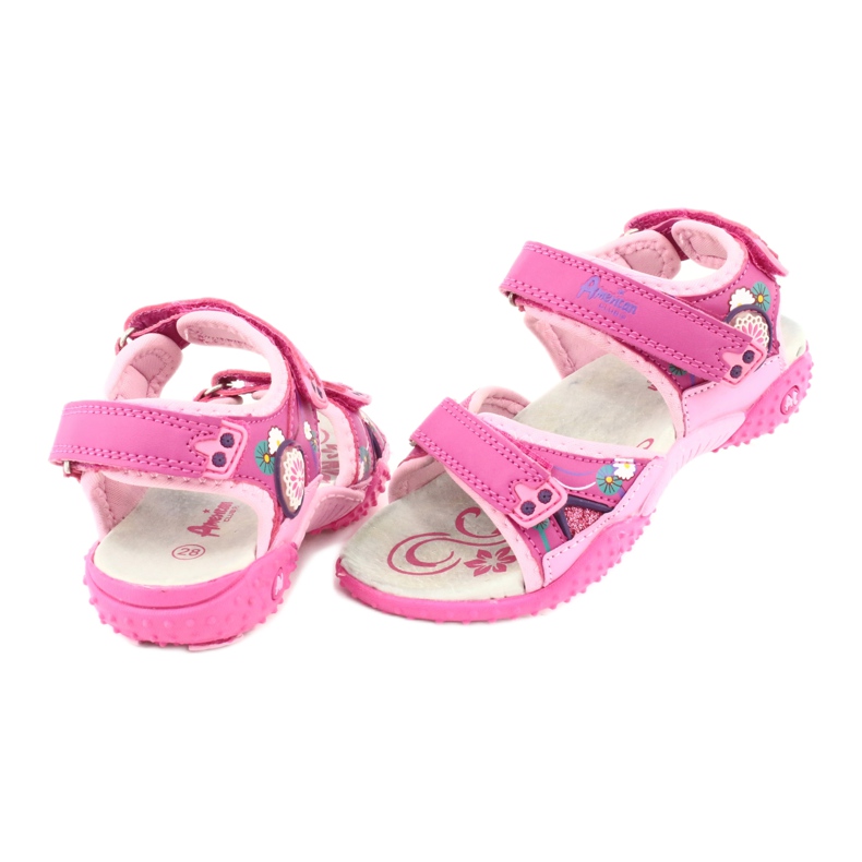 American Club Sandalias de niña con aplicación de piel American 1232 rosa púrpura 4