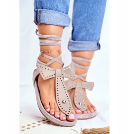 Lu Boo - Sandalias grises atadas para mujer, japonés Mara 2