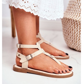 Sandalias de mujer Lu Boo Gladiadores japoneses beige Achilla 4