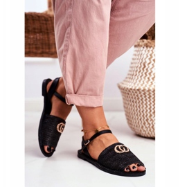 Sandalias Planas Mujer Negras Lu Boo Trenzadas Felicia negro 3
